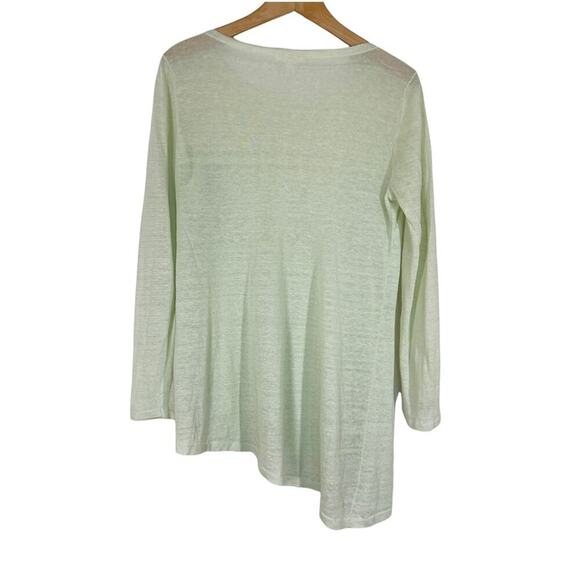 Eileen Fisher Asymmetric Linen Blend Crepe Tunic in Mint Green Small - Picture 6 of 7
